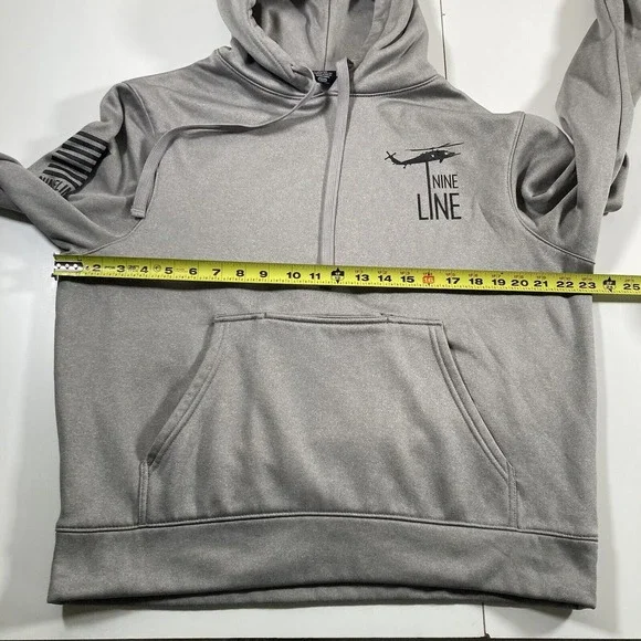 Nine Line Apparel Hoodie Medium Gray Sweatshirt Fleece Military Flag USA‎ - Picture 6 of 9